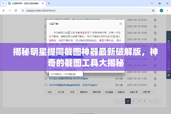 揭秘明星提同截图神器最新破解版,神奇的截图工具大揭秘