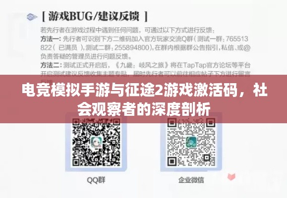 电竞模拟手游与征途2游戏激活码，社会观察者的深度剖析