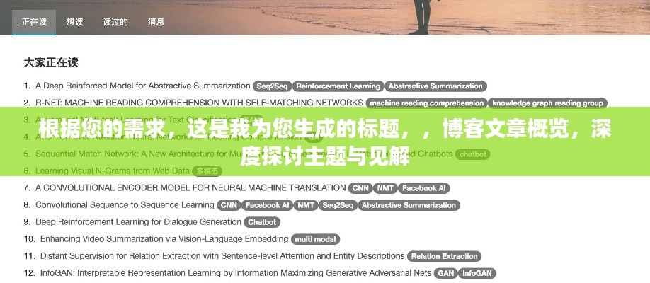 根据您的需求,这是我为您生成的标题,,博客文章概览,深度探讨主题与见解
