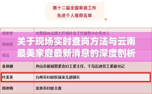 关于现场实时查岗方法与云南最美家庭最新消息的深度剖析
