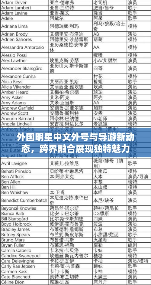 外国明星中文外号与导游新动态,跨界融合展现独特魅力
