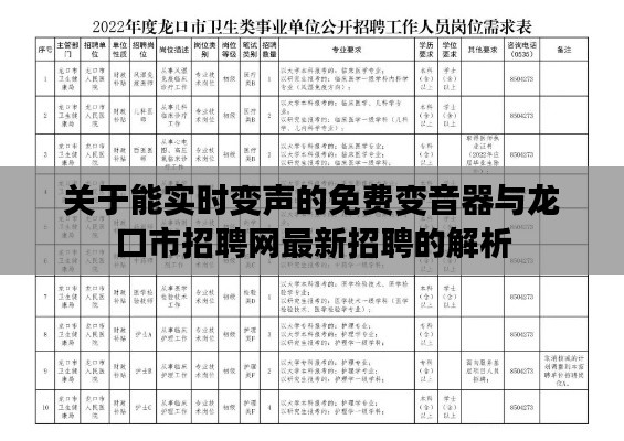 关于能实时变声的免费变音器与龙口市招聘网最新招聘的解析